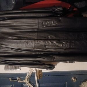 Black Leather Trench Coat